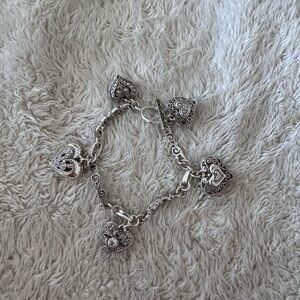 Elegant Silver Heart Charm Bracelet